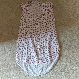 watermelon button up tank top